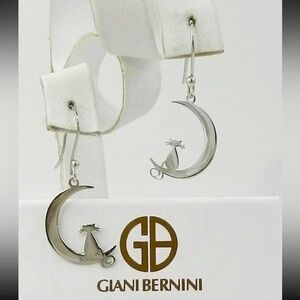 Giani Bernini Cat On Moon Drop Earrings Sterling Silver